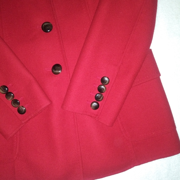 🆕Talbots | 100% Wool Light Peacoat In Red Women's Size 6 Petite Womens Red Coat - Picture 5 of 15